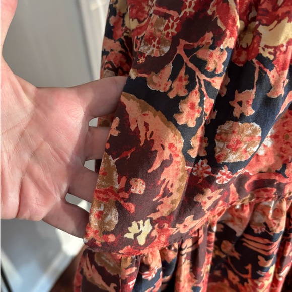 Anthropologie Floral Boho Midi Dress Size 10 NWT Brown Red‎ Tier Msrp 170 - Picture 5 of 11